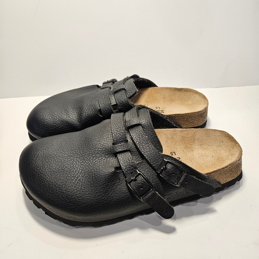 Birkenstock Birkis Camden Black Pebbled Leather Double‎ Buckle Clogs Shoes EU 36